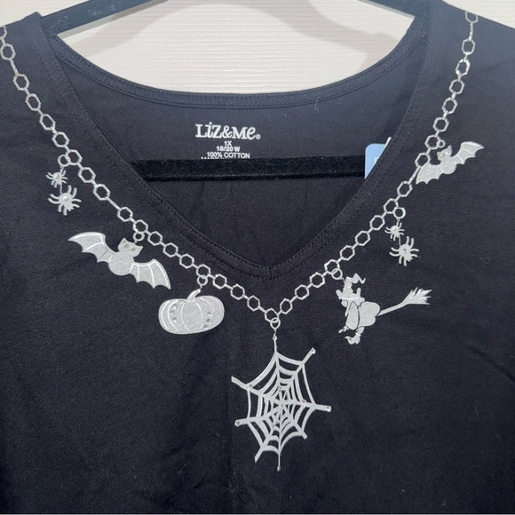 Liz & Me Halloween Top - Black with Silver Accents - Picture 1 of 4